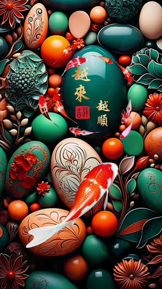 越來越順錦鯉祝福壁紙