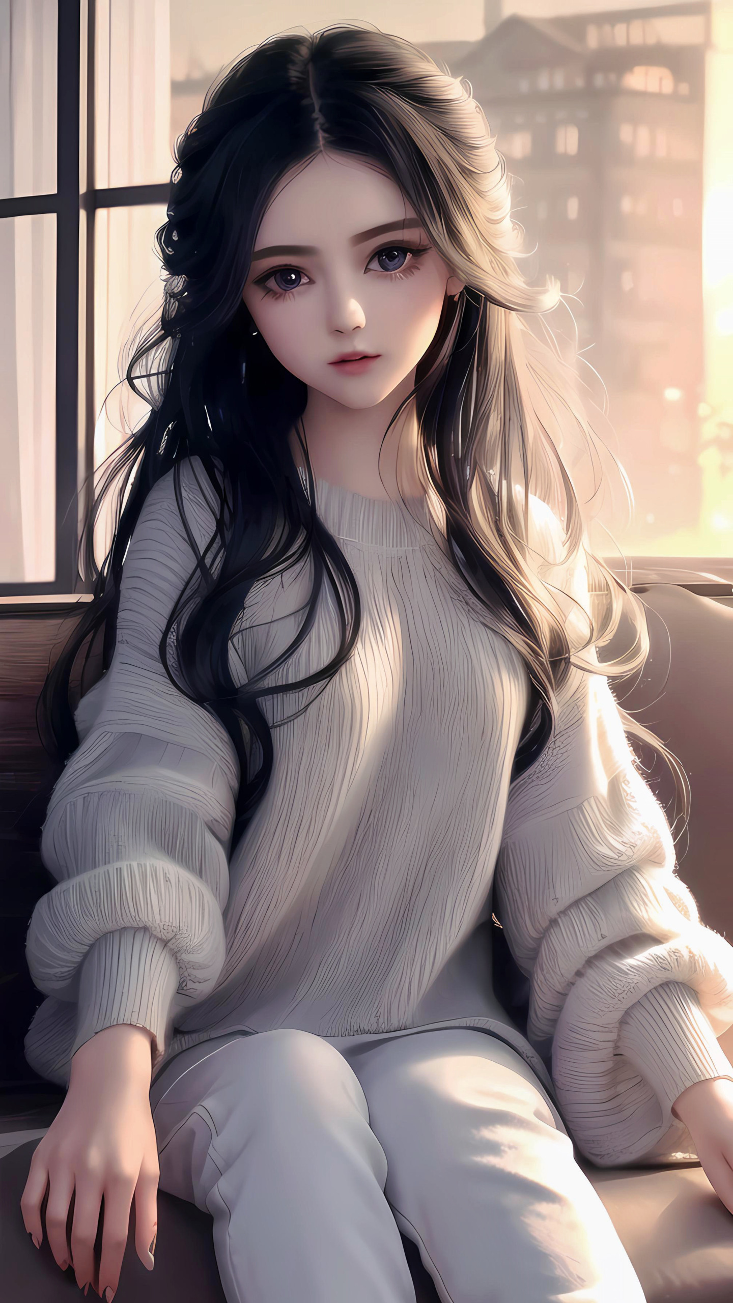 清纯治愈毛衣少女