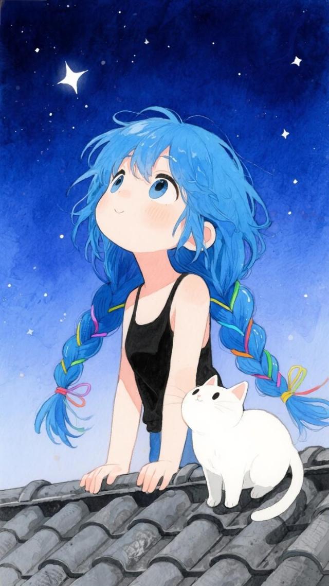 屋顶看星星