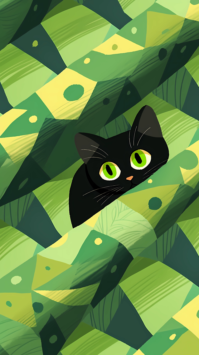 草丛里的小黑猫