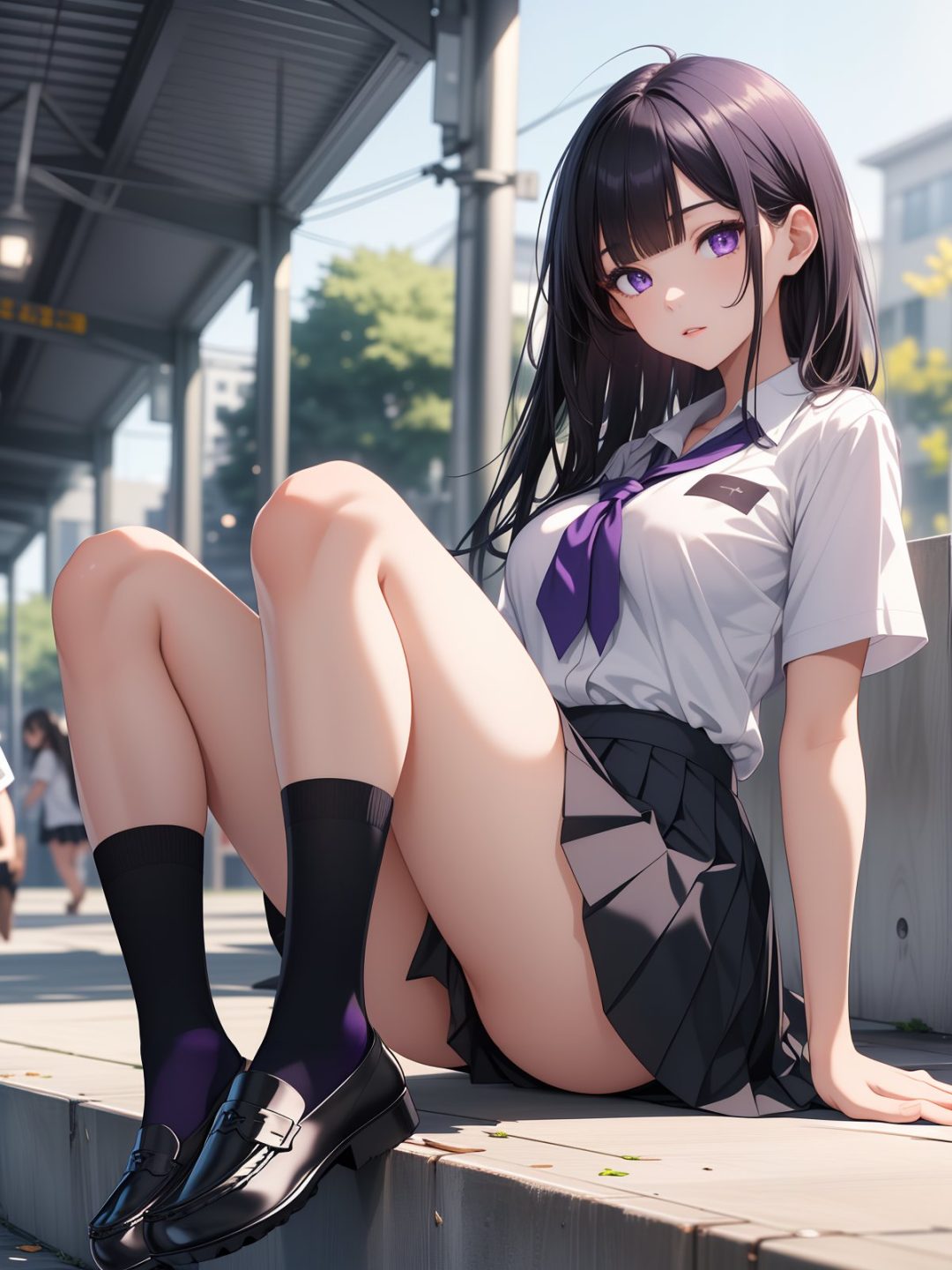 街边坐姿少女