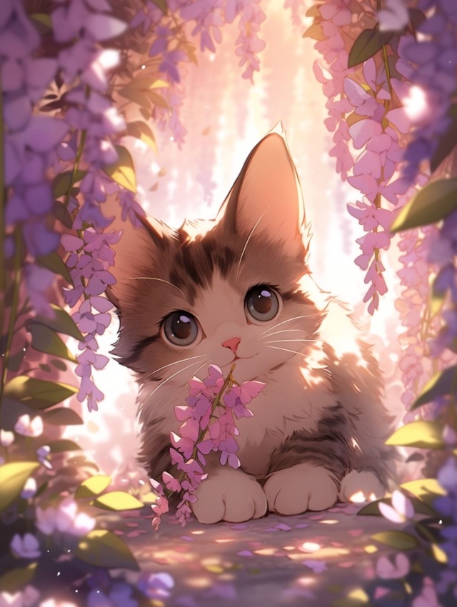 紫藤花与小猫咪
