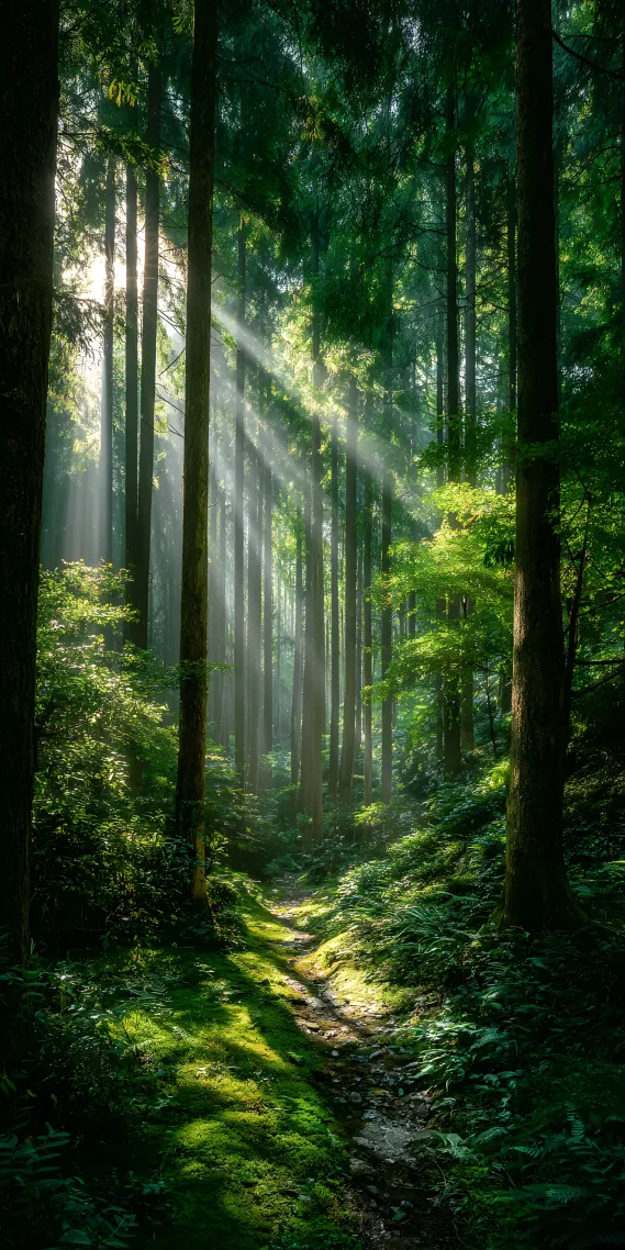 森林秘境，光影交织的绿意天堂