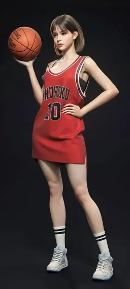 打篮球的少女