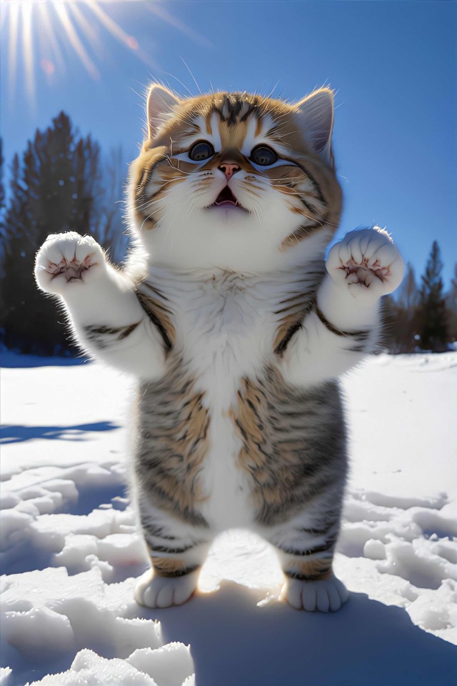 玩雪小猫咪