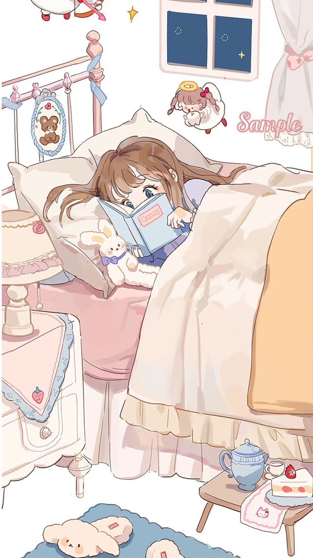在床上看书