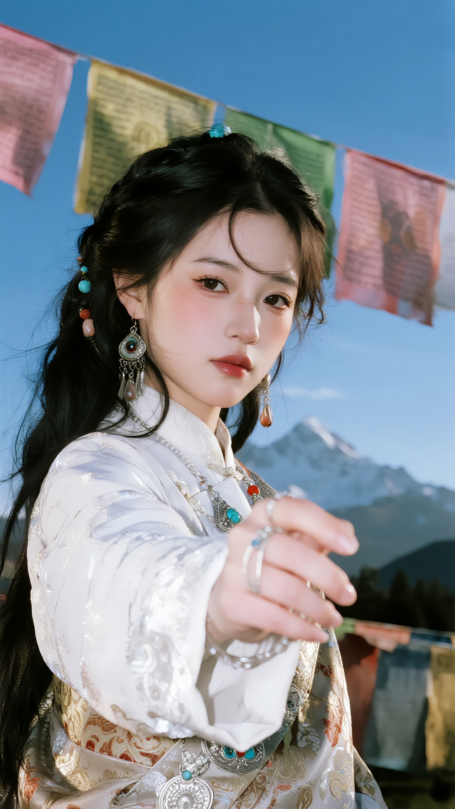 冷清忧郁藏族少女