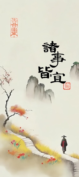 诸事皆宜(国画)