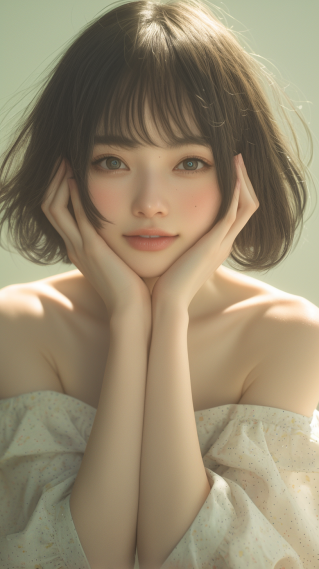 清纯阳光短发美女