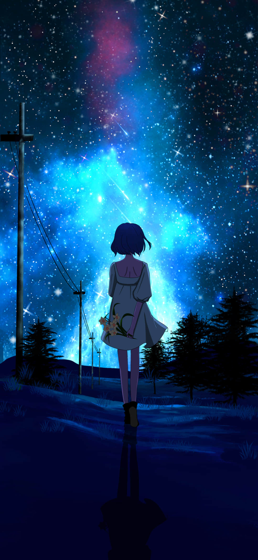微信圖片背景星空情侶女