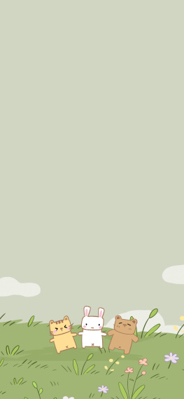 春日清新卡通可爱绿色主屏