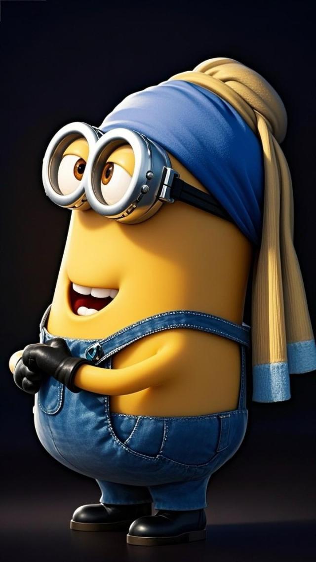 戴珍珠耳环的小黄人