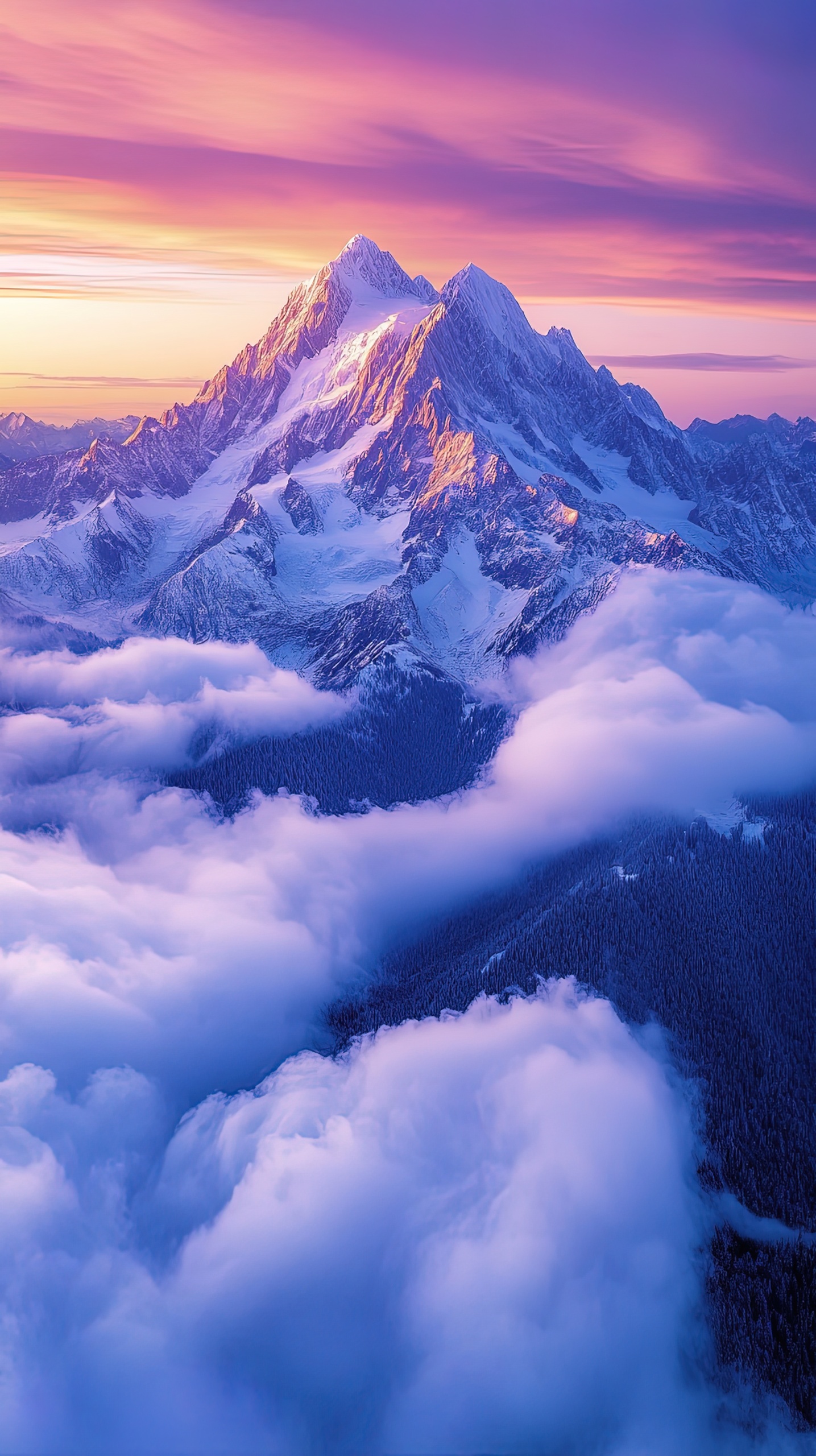 日落雪山山峰