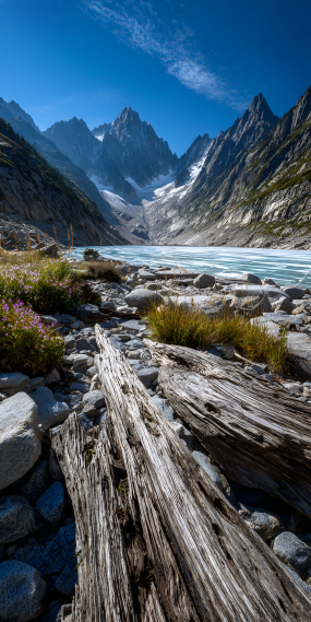 冰峰入云，湖光映天