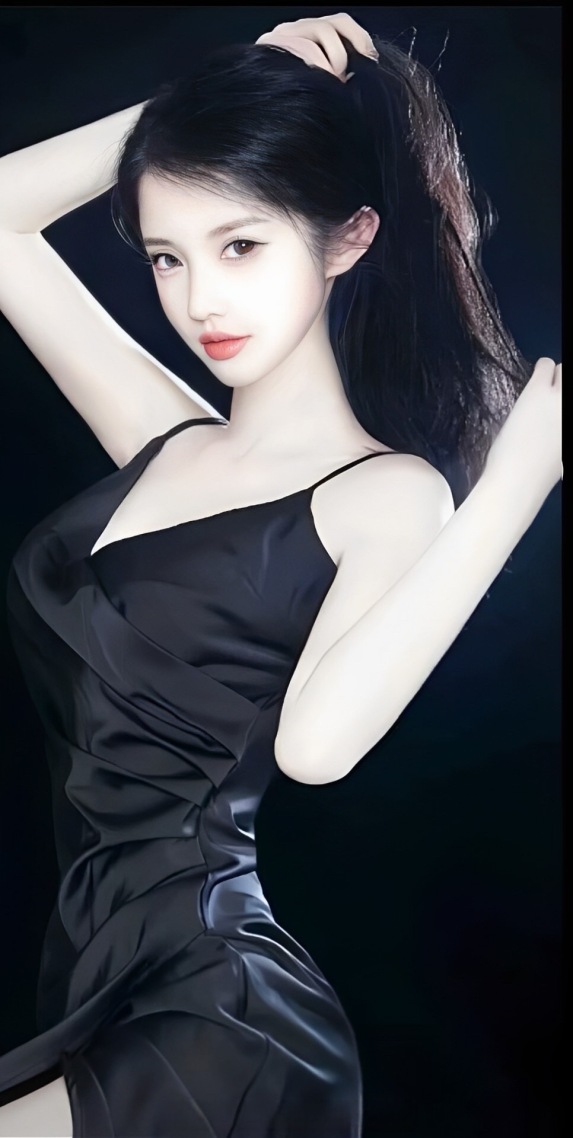 黑色吊带的美少女