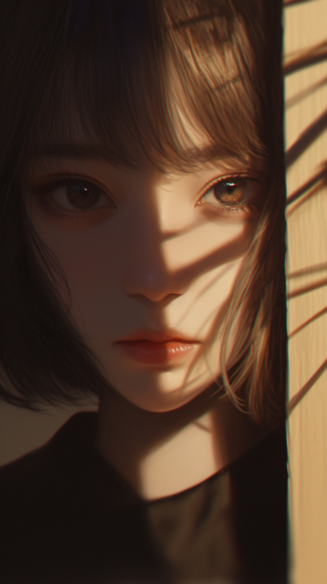 气质短发光影美女
