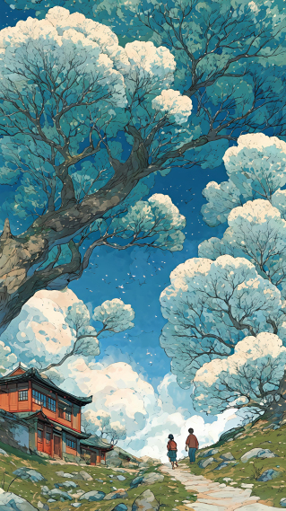 青空下的静谧归途