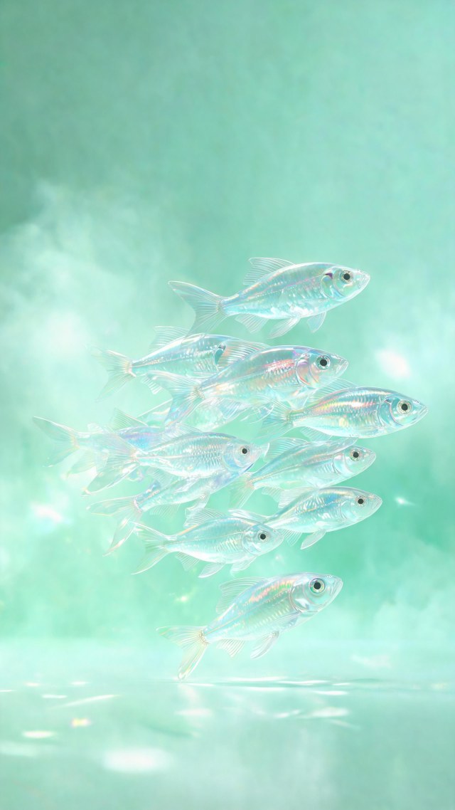透明鱼群·薄荷绿雾