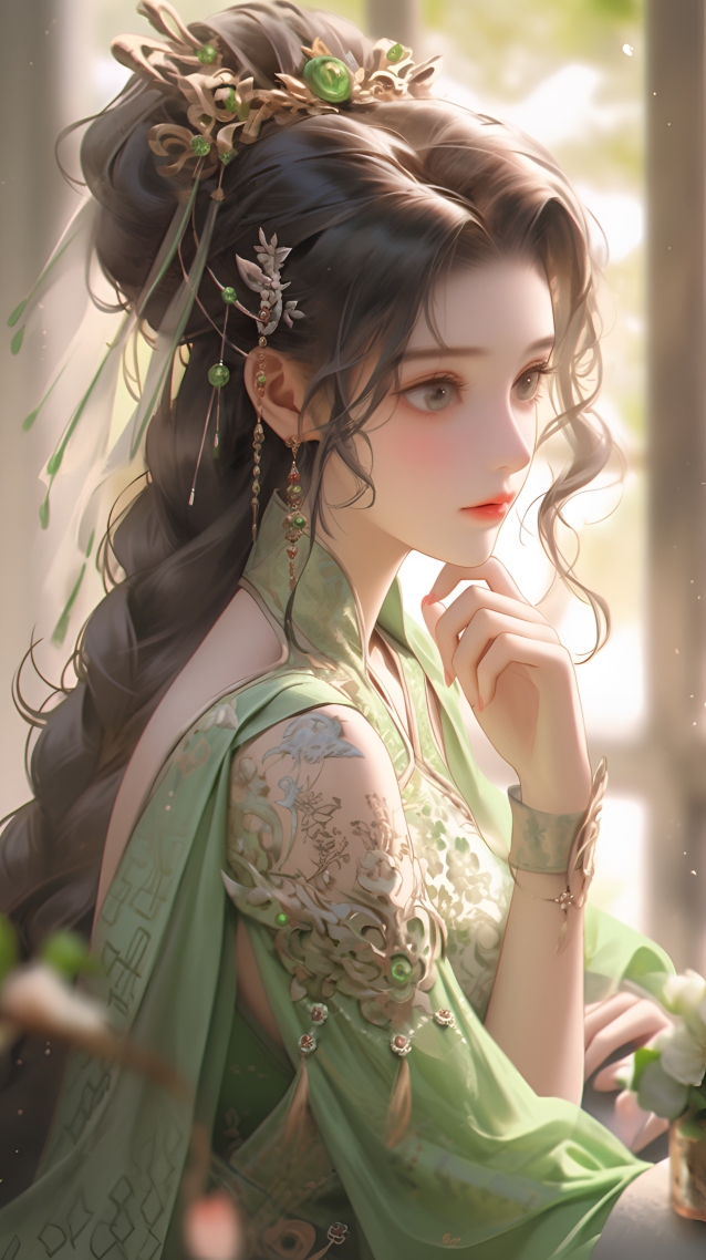 绿衣古风美人   2