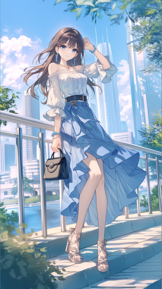 夏季微风美少女