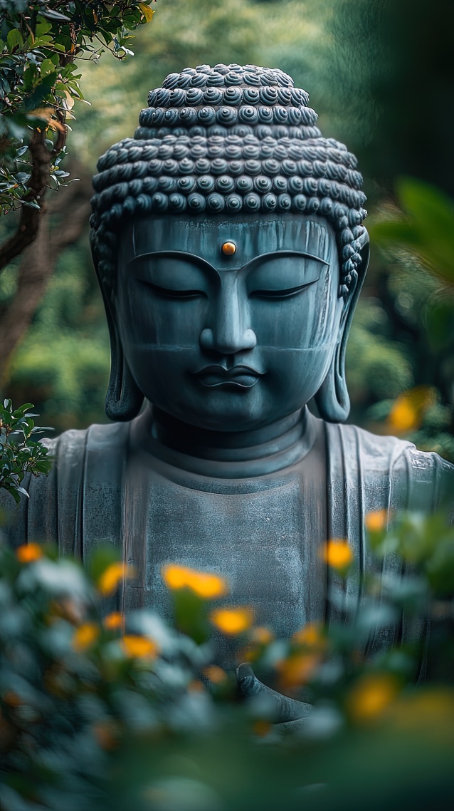 清新森林中的佛像