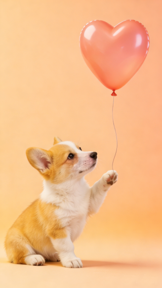 爱心柯基渐变壁纸