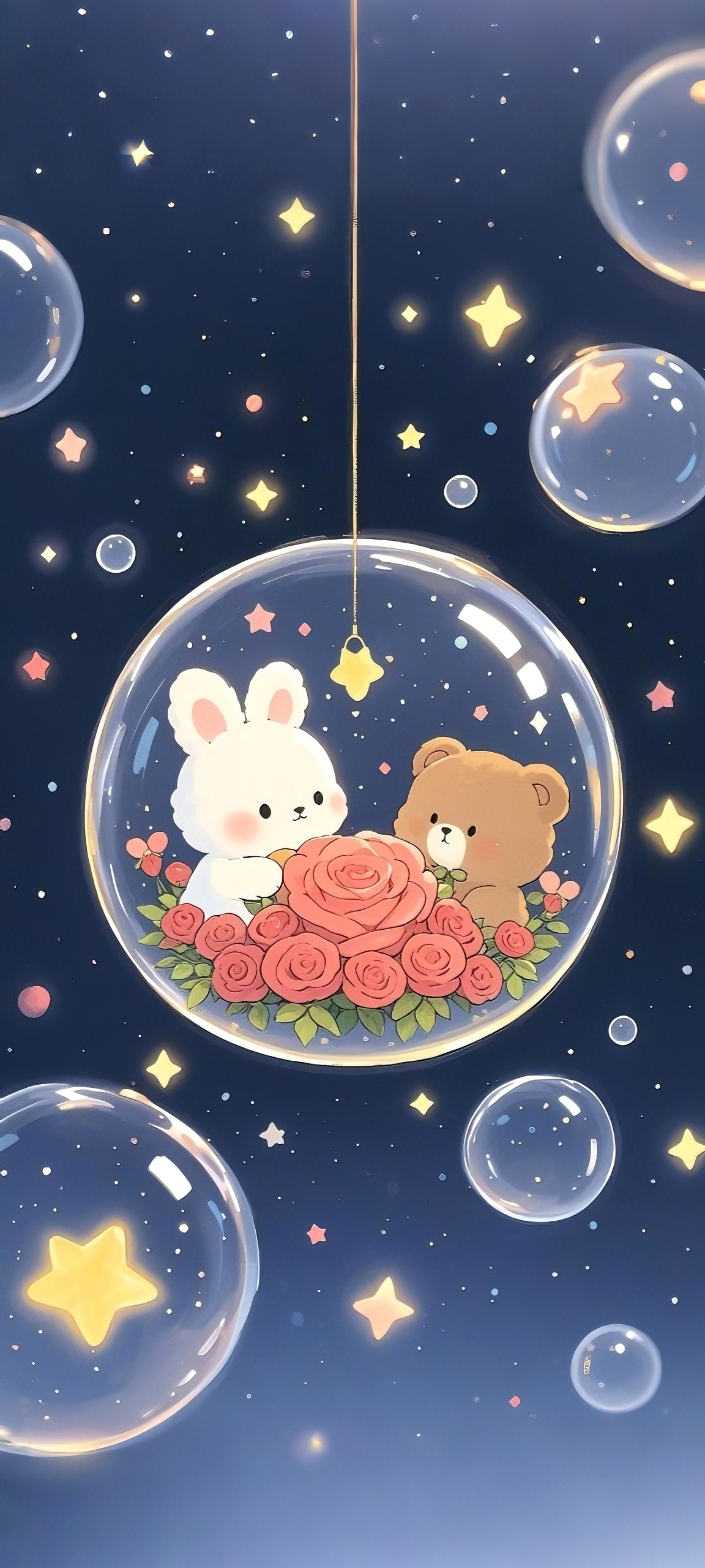 可愛小清新星空小熊兔子
