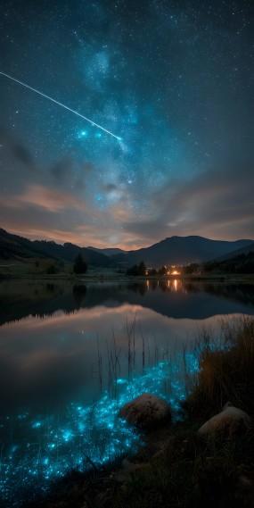 星河幻梦，夜空与湖畔的交响
