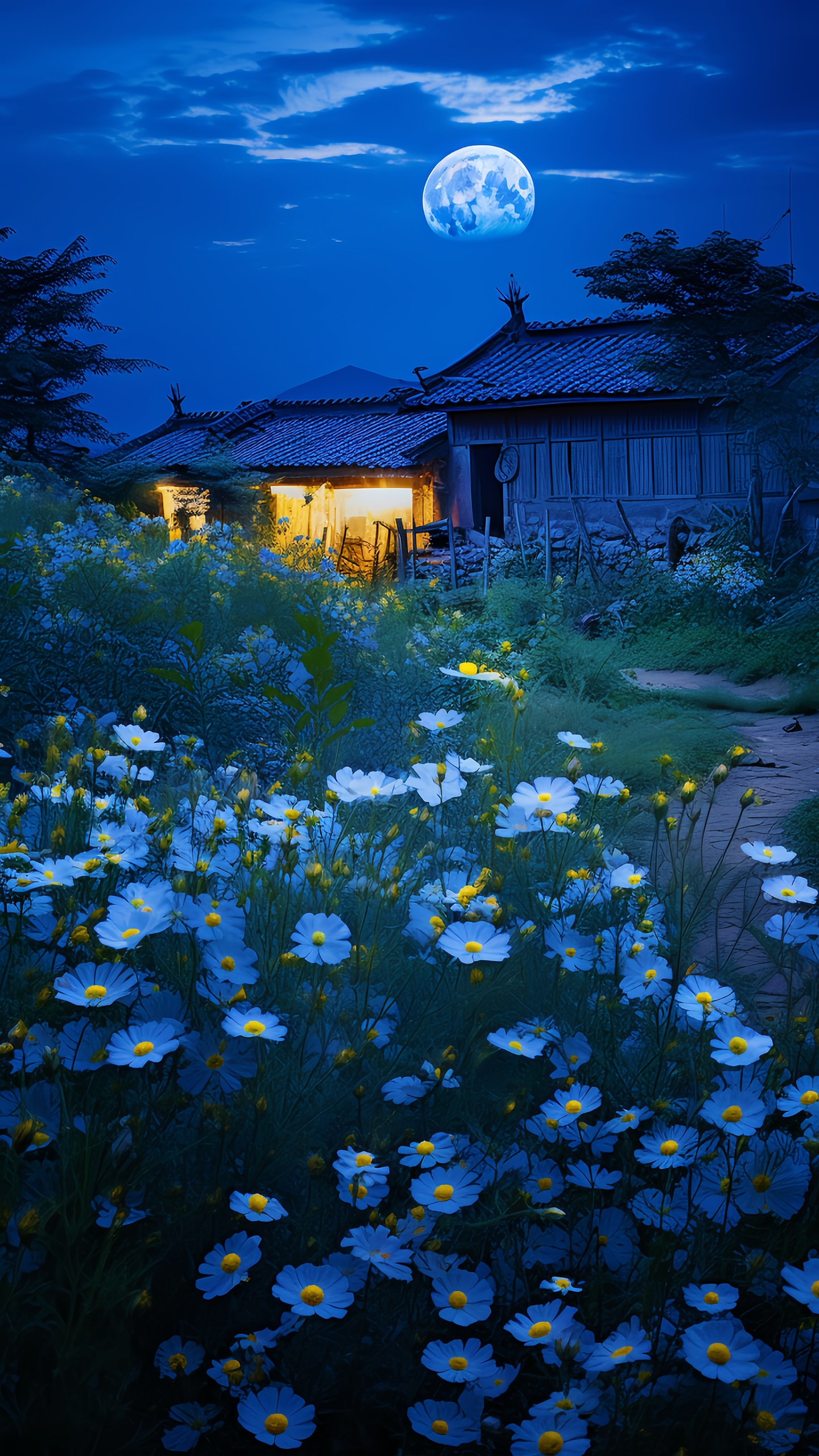 夜晚山村