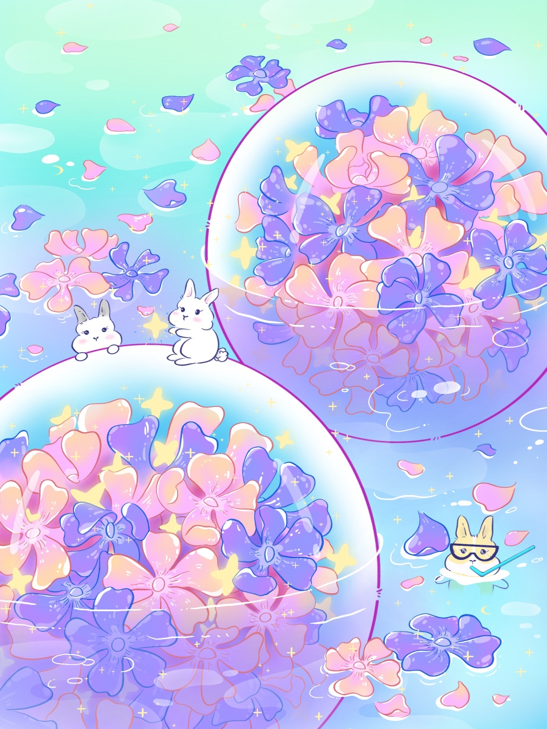 夢幻兔兔與花