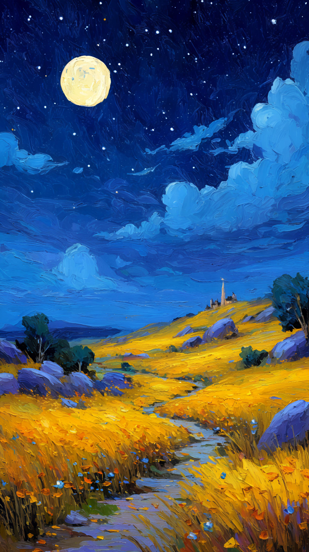 星月夜下的金色梦乡