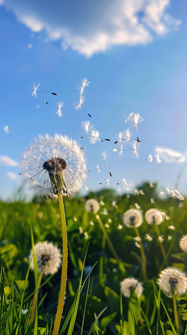 晴空下的蒲公英