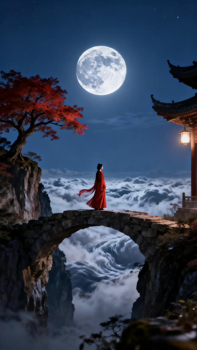 红衣石桥图