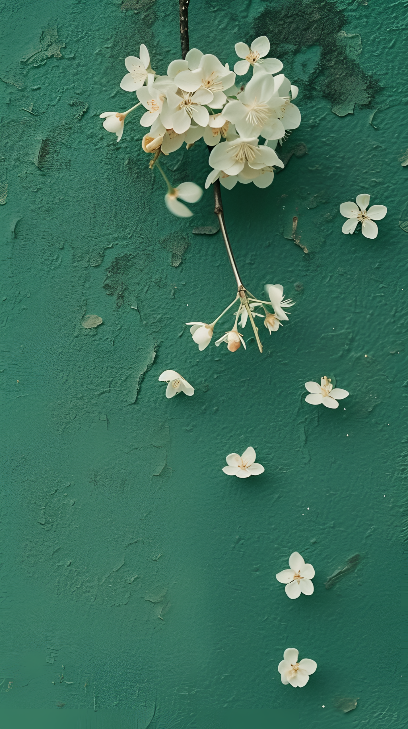 綠色小白花壁紙