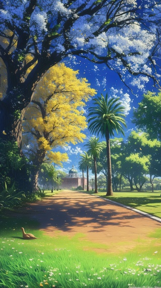 阳光鲜花棕榈大道