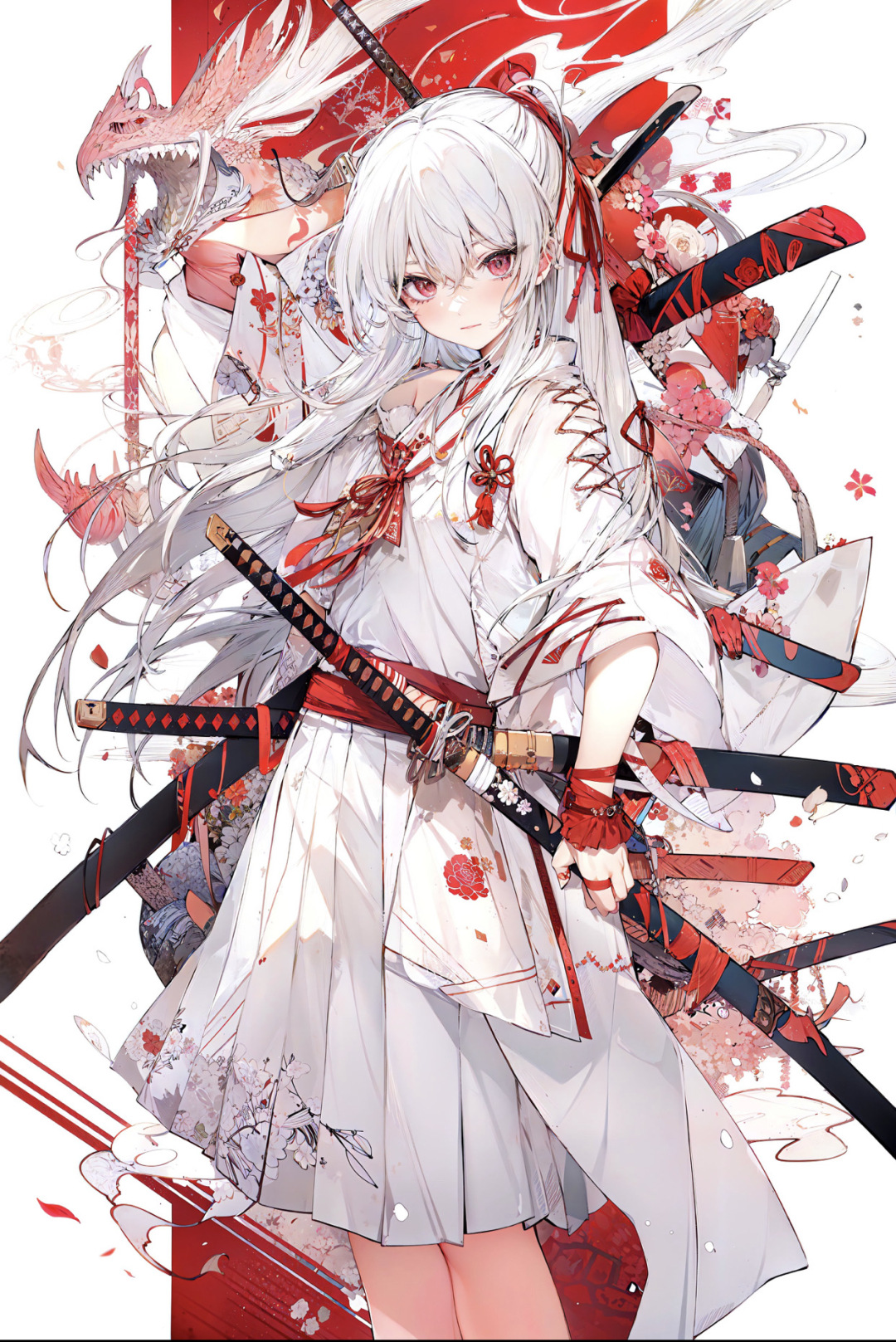 4K 纯白，花刀龙舞