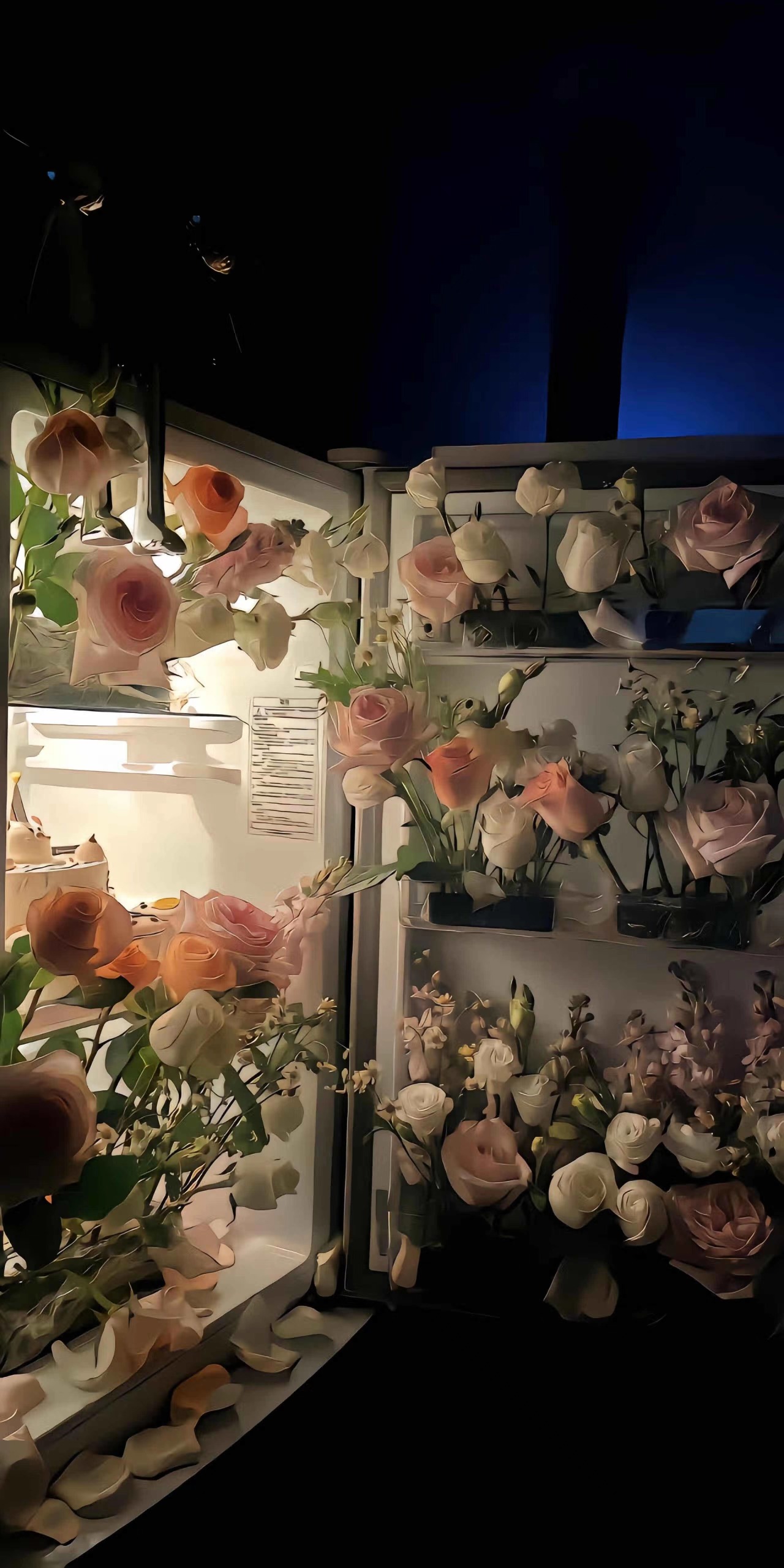 冰箱花朵開燈