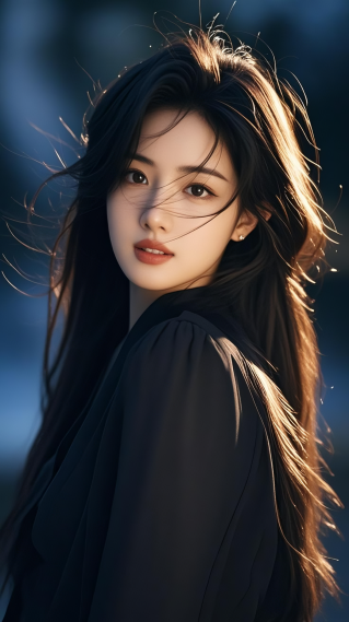 黑衣长发美女