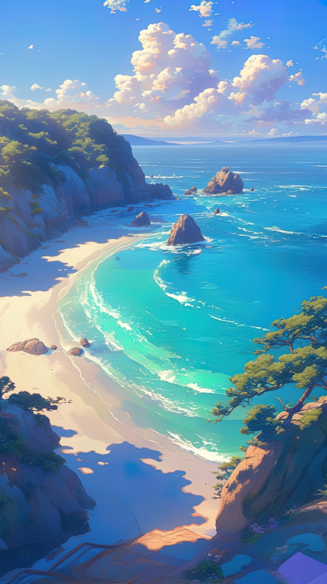 藍天礁石海灣