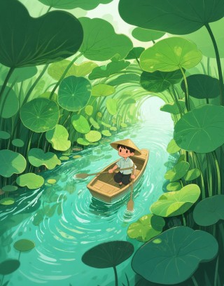 夏荷舟影