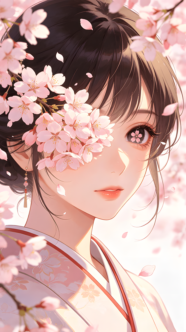动漫樱花花瓣日式少女