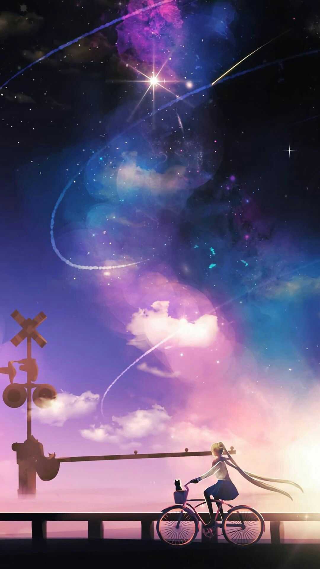 星空下的少女