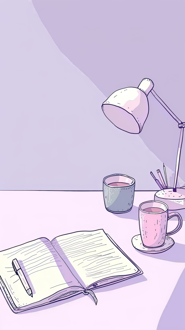 插畫書桌一角