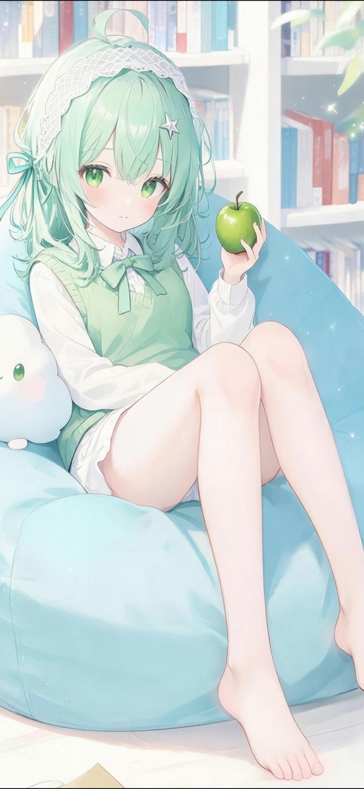 手里的青苹果