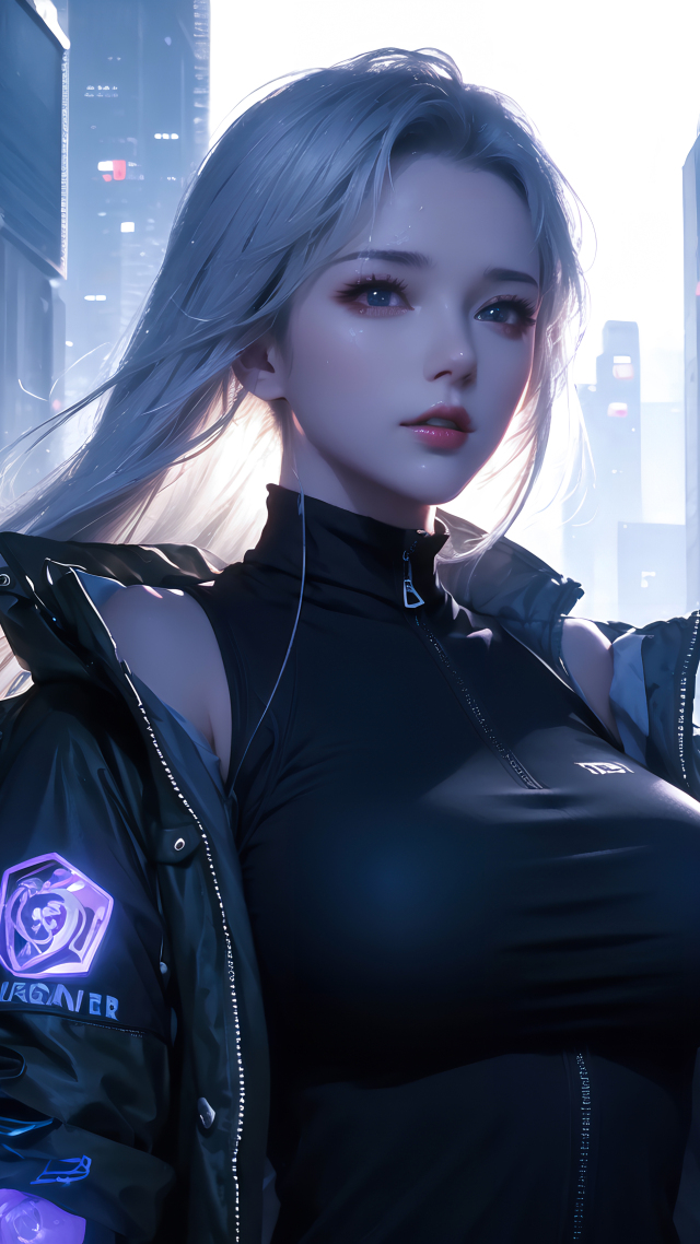 4k科幻風銀髮少女