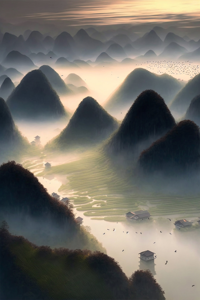 壁纸封面图山水古风山水中国风ai风景古风护眼治愈唯美壁纸标签:上传