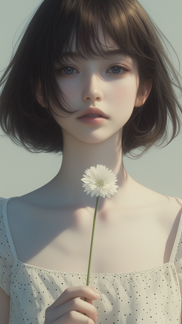 阳光鲜花短发美女