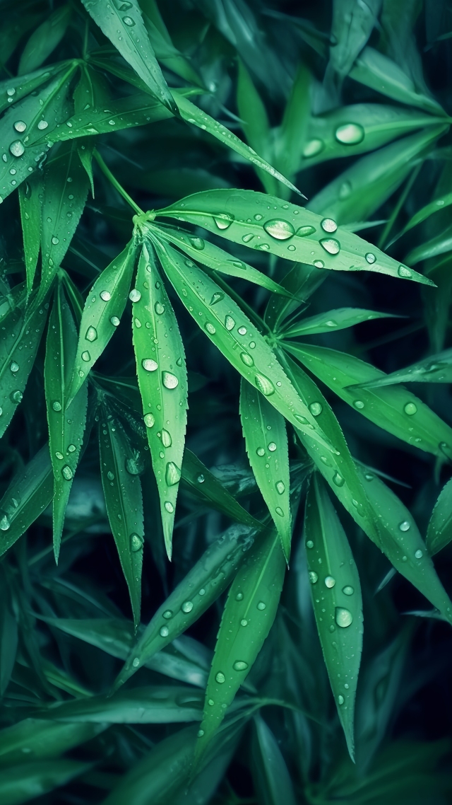 雨后竹叶(风景手机静态壁纸) - 风景手机壁纸下载 - 元气壁纸