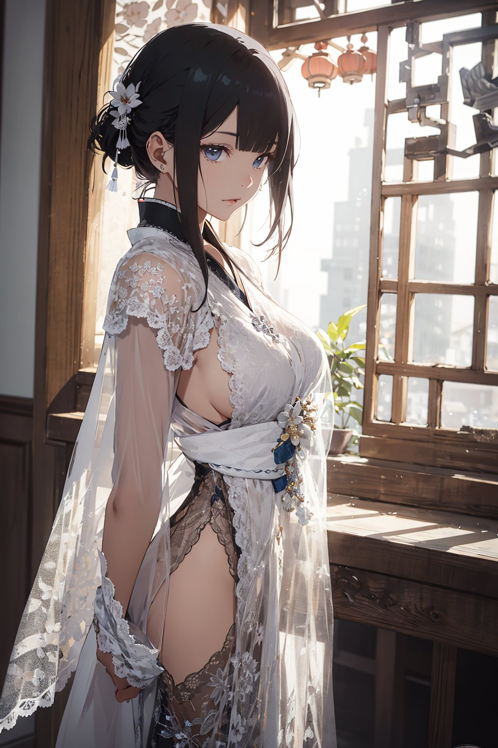 蕾絲長裙少女