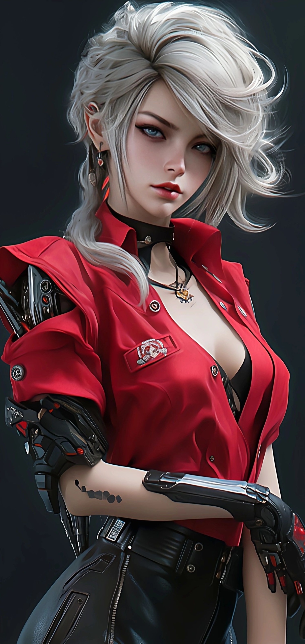 性感紅色白髮女神